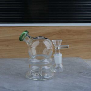 Samll Glass Bong Bubbler Mushroom Perc Round Ball Water Pipe w/14mm Tobacco Bowl