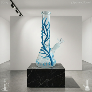 10"Blue Branch-like Glow In The Dark Glass Bong Thick Glass Water Pipe Bubbler Hookah Bowl