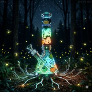 10" Donut Fluorescent Glass Bong Glass Water Pipe Smoking Tobacco Beaker 14MM